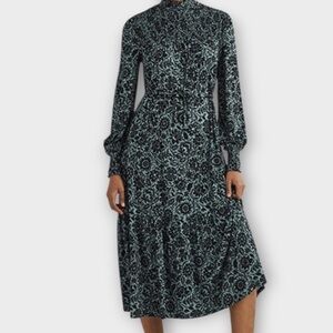 Boden Teal and Black Long Sleeve Dress